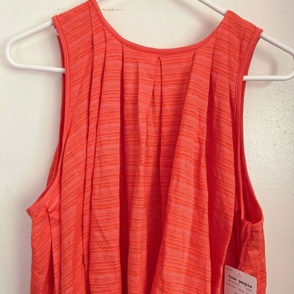 FREE PEOPLE Turn it up Stripes High Low Tank Top In Scarlet.Size S - Picture 9 of 15